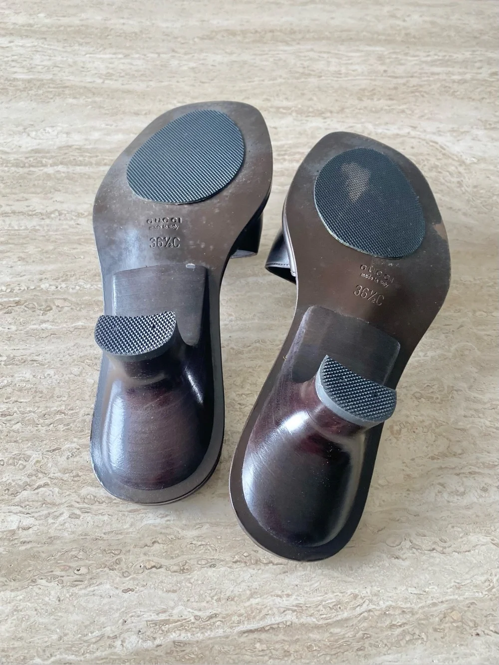 Vintage Gucci Logo Mule Sandal Heels - Picture 7 of 9
